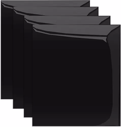 MiPremium PU Heat Transfer Vinyl HTV, Black Iron On Vinyl 12” x 10” (4 x Sheets), for T Shirts Sports Clothing & Other Garments and Fabrics, Easy to Cut Apply & Press Black Vinyl (Black)
