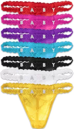 Name Thongs for Women, Personalized Funny Lace Thongs with Special Word or Names for Women-Low Rise Sexy G-String for Women Black