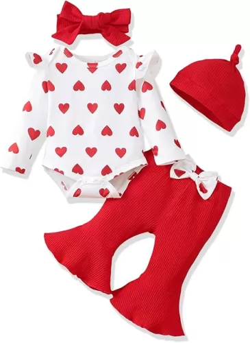 Newborn Baby Girl Clothes Infant Outfits Clothing Ruffle Romper Bell Bottoms Flared Pants Outfit Sets for Baby Girls