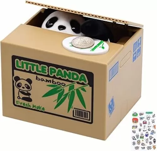 Panda Stealing Money Bank, Mischief Panda Coin Bank, Cute Piggy Bank for Kids, Automatic Money Saving Piggy Bank for Boys, Girls, Great Gift for Children(Panda Version)