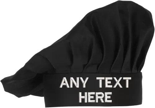 Personalized Chef Hat – Custom Embroidered Name or Logo – Adjustable Tall Chef Hat – Multiple Colors (Red, Navy, White, Black, Green)