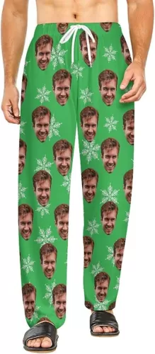 Personalized Face Photo Pajama Pants Custom Lounge Pajama Bottoms for Women Men Christmas Valentines Gift