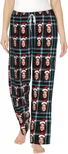Personalized Pajama Pants with Pictures Printed Customized Face Pajama Bottoms Gift For Girlfriend Wife Mom