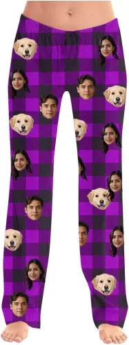 Personalized Pajamas Bottom with Face Photos Customized Picture Pockets PJ Pants Custom Gifts for Men Women