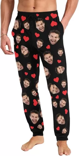 Photo Face Personalized Pajama Pants Men Casual Sleepwear Custom Pj Pants Bottoms Customized Gift for Husband Boyfriend Dad