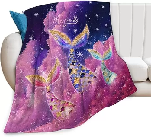 Pink Mermaid Gifts for Girls & Boys - Soft, Warm Fleece Plush Blanket for Bed & Sofa - 40"x50"