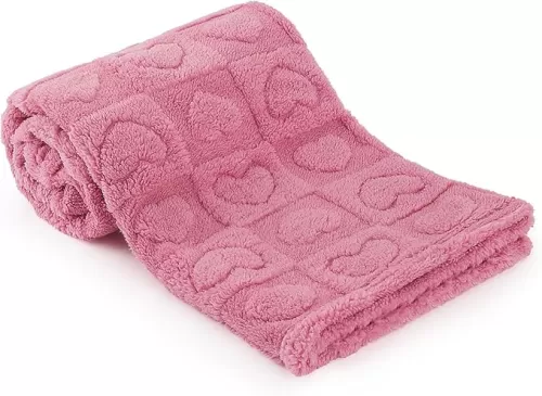 Plush Soft with Heart Checkered Baby Blanket, Fleece Infant Toddler Blankets for Girls Boys, Warm Lightweight Breathable Newborn Receiving Blankets for Crib Stroller 30"×39" (deep Pink, Heart)
