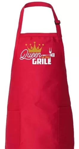 Queen of the Grill Custom Apron, Personalized Apron, Name Apron, Apron with pockets, Custom design apron, Aprons for Women and Men, Unique Gift For Mom