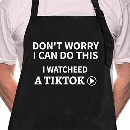 Rosoz Funny Cooking Chef Apron for Men, 2 Pockets BBQ Kitchen Work Aprons Birthday Dad Creative Gifts Adjustable Cooking Aprons for Men, Dad, Husband - Birthday, Father’s Day Grilling Gifts for Papa