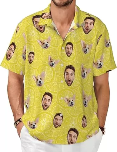 Shirt with Faces on Them Custom Funny Hawaiian Shirts for Men Personalized Summer Gifts