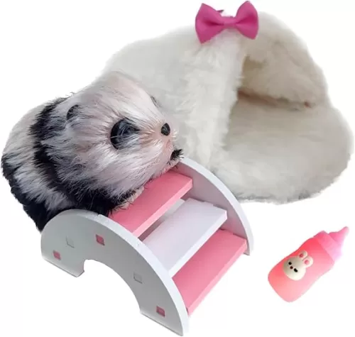 Silicone Panda, 5 Inches Soft Mini Realistic Panda as Silicone Piglet Companion with Accessories for Kids Boy Girl Birthday Gift (Panda)
