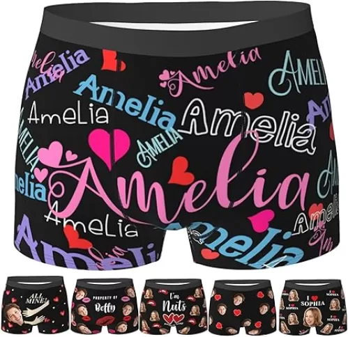 Slavna Personalized Boxers for Men Custom Face Underwear with Picture Boyfriend Customized Boxer Briefs