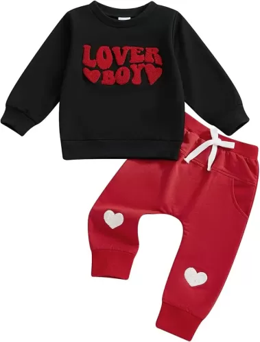 St Patricks Day Baby Boy Outfit Lucky Clover Long Sleeve Sweatshirt Jogger Pants Cute Baby Boy Spring Clothes