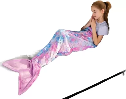 Toddler Mermaid Tail Blankets Glittering Cozy Soft Flannel Rainbow Colorful Gifts All Season for Toddlers/Kids