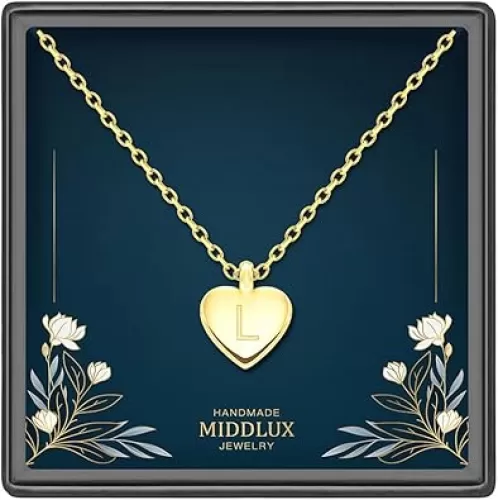 Unique Personalized Gifts for Her, Initial Necklaces for Women, Letter Double Side Engraved Disc/Heart Pendant Necklace, Minimalism Style Jewelry for Everyday Wear