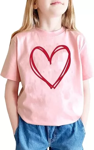 Valentines Heart Shirts for Baby Boy Girl Love Heart Graphic Tees T-Shirt Infant Toddler Short Sleeve Tops