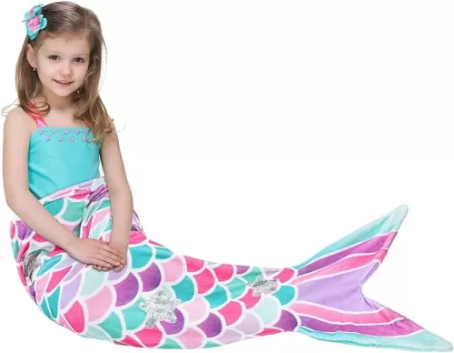 WERNNSAI Mermaid Tail Blanket - Plush Mermaid Wearable Blanket for Girls Teens All Seasons Soft Flannel Snuggle Blanket Mermaid Scale Sleeping Bag 55" x 24" (Pink)