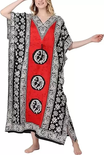 Women Kaftan Ladies Dashiki Beach Cover Up Summer Swimsuit Girls Kimono for Any Occasion I Free Size I Ankle Length