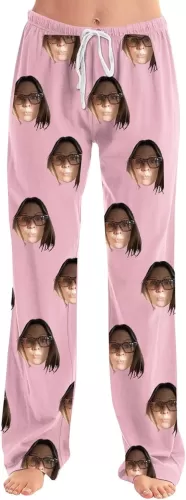Womens Custom Pajamas Pants with Faces Plaid Personalized Funny Pj Pant Design with Face Pajama