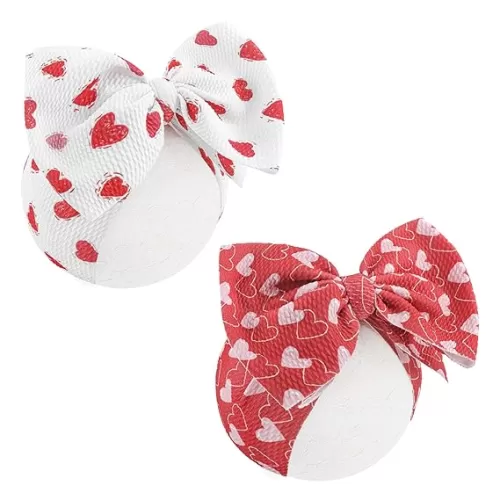 YanJie Baby Headbands Red Newborn Headbands Heart Light Bow Pink Baby Girls Bows Nylon Headband Baby Hair Accessories Infant Dress Up Gift
