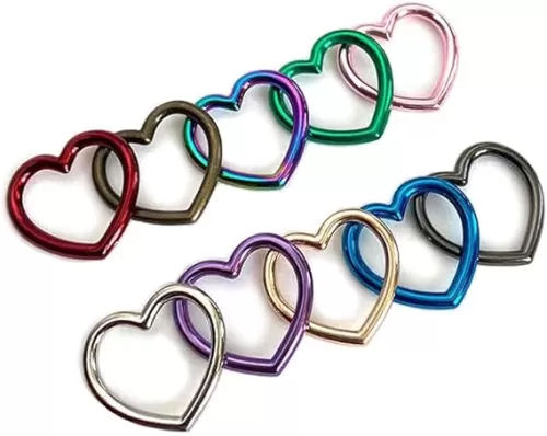 10 Pcs Heart Connectors Buckle 1.4"x1.3" Alloy Heart Ring Charms Craft Linking Rings Buckle Decor for Headwear Pendents Dress Chain Ribbon Decor DIY, 10 Colors
