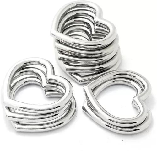 10 Pieces Heart Shape Metal Craft Ring Buckle for Belts Bags Strap Shoes Silver