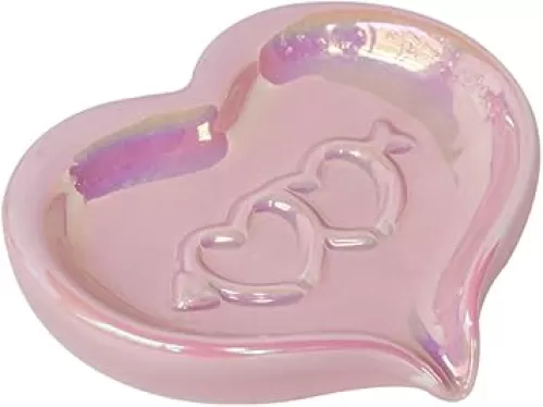 123Arts Ceramic Soap Dish, Heart Shape Soap Holder Draining Soap Box