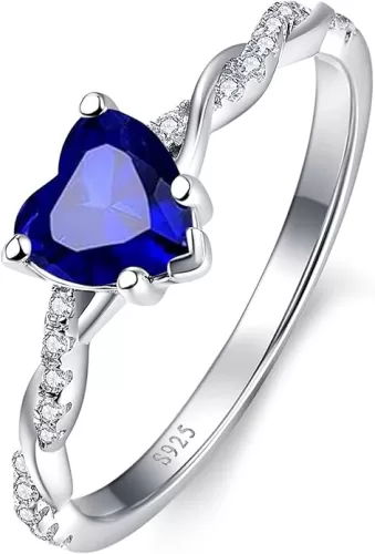 Yaresul 925 Sterling Silver Promise Ring for Her Sterling Silver Heart Ring Heart Cut Cubic Zirconia Ring Engagement Ring Size 7