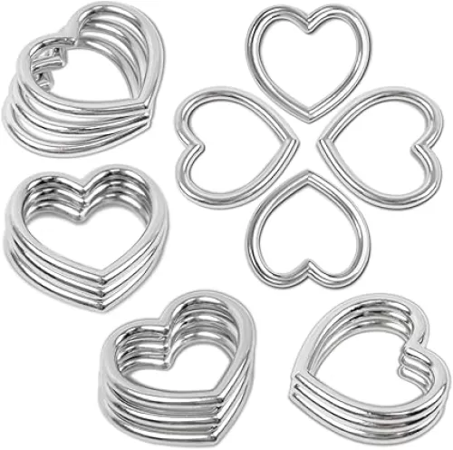 24 Pcs Heart Shape Metal Craft Ring Buckle Heart Buckle Ring Metal Heart Ring for Crafts Heart Ring for Punk Gothic Accessory (Silver)