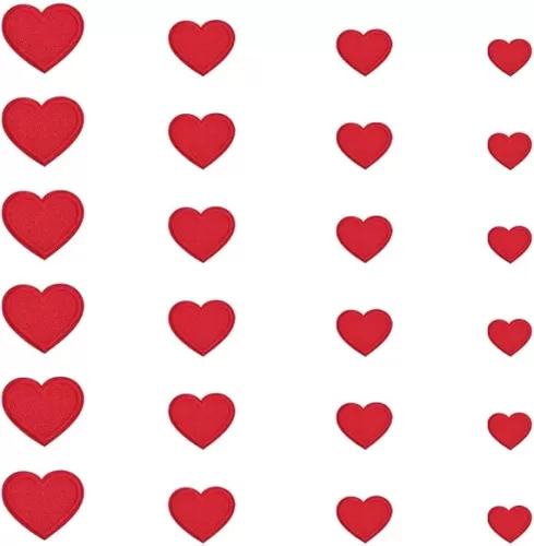 24 pcs Red Heart Shape Iron on Patches, Red Hearts Patches, Red Heart Iron on Patch, Tiny Red Heart Patches, Cute Mini Heart Iron-on sew-on Patches, Heart Shaped Iron On Patches