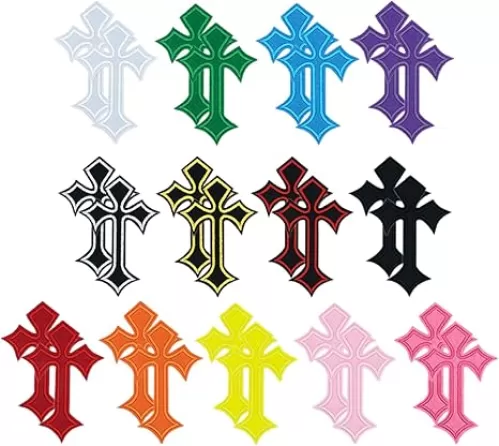 26 PCS Cross Patches Iron on, DIY Chrome Hearts Patches for Clothing Jeans Hats Backpacks Jackets Shirts