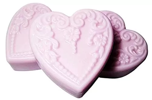 3 Pc Xtra Lg Heart shaped Carnation Scented Soap Set - Shea Butter Goat Milk Soap