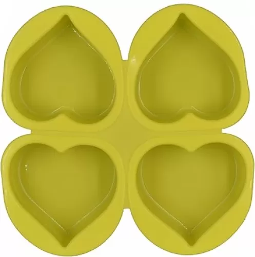 4Pcs Heart Shape Soap Making Silicone Mold Home DIY Handmade Craft Mould, Each Size Around 3" x 2.5" x 1.2"