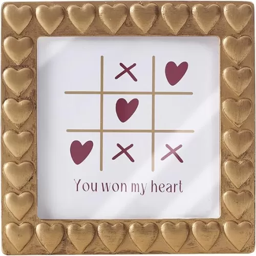4x4 Picture Frames Gold, Small and Cute Heart Picture Frame for Wall Mount & Tabletop Display, Nightstand Home Decor, Resin Vintage Unique Photos Frame, Memorial Gifts for Couples, Wedding, Farmhouse