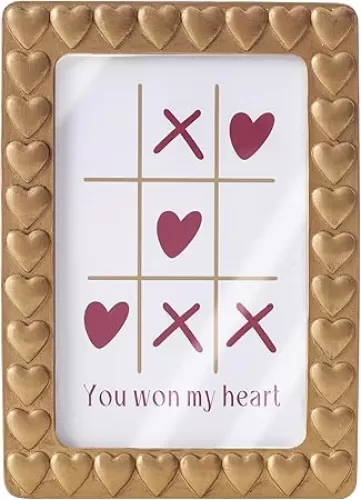 4x6 Picture Frames Gold, Small and Cute Heart Picture Frame for Wall Mount & Tabletop Display, Nightstand Home Decor, Resin Vintage Unique Photos Frame, Memorial Gifts for Couples, Wedding, Farmhouse