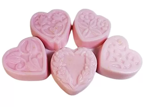 5 pc Guest Sized Set - Carnation Scented Goat Milk & Shea Soap Heart Shapes