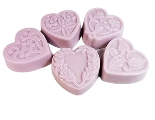 5 pc Guest Sized Set - Fancy Gift Box - Black Rose Scented Goat Milk & Shea Soap Heart Shapes