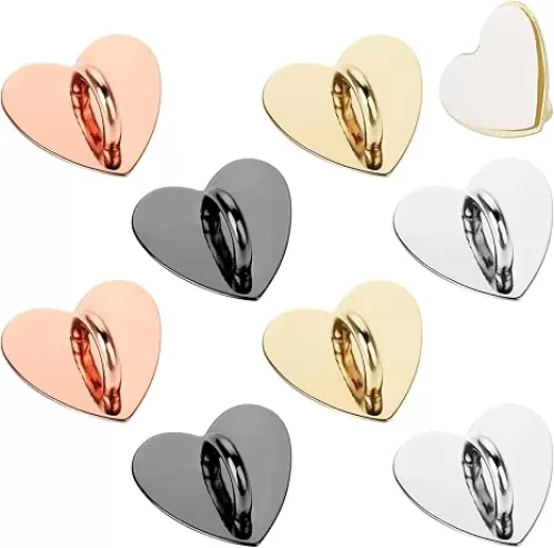 8 Pcs Cell Phone Finger Ring Heart Phone Grip Metal Cell Phone Charm Finger Rings Phone Finger Grip Loop Stand Cute Cell Phone Accessories Finger Grip for DIY Phone Case Pad Tablet Supplies