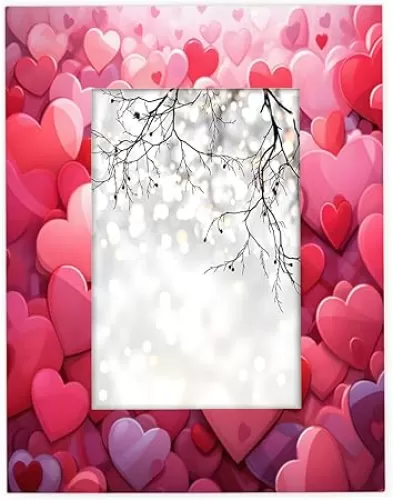8x10 Picture Frame Pink Love Heart Photo Frame for Wall and Tabletop Display Wooden Photo Picture Frame Home Decor