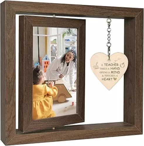 A Teacher Takes A Hand Opens A Mind & Touches A Heart Picture Frame Gift - Teacher Gifts for Women, Display Two 4x6