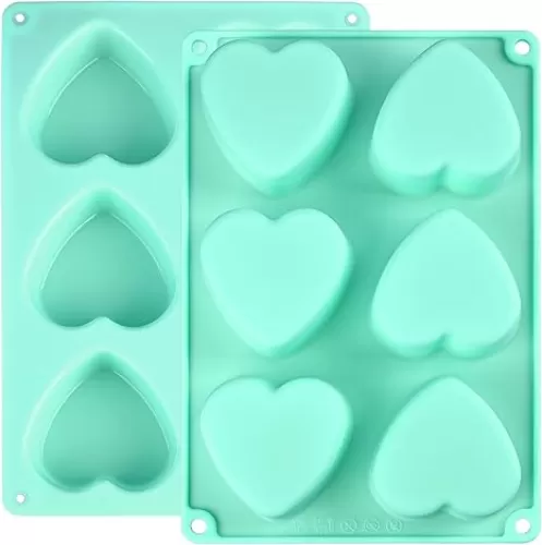 Actvty Heart Silicone Mold, 2 Packs Heart Shaped Molds for Making Handmade Soap, Bath Bombs, Candles, Cake, Chocolate Bomb and Jelly（Green）