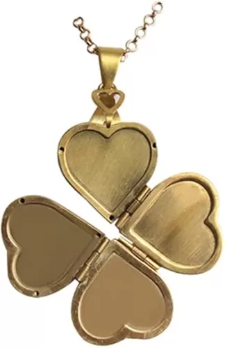 Acxico 1Pcs Gostear Cute Four leaf Clover Love Heart Pendant Photo Locket Necklace That Holds 4 Pictures for Women