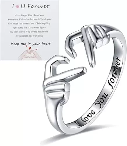 Adjustable Hand Heart Irish Claddagh Ring, Love Heart Claddagh Couple Ring Promise for Women, Heart Jewelry Valentine