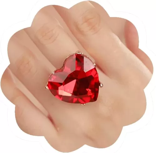 Aimimier Big Heart-Shaped Ring for Women Artificial Crystal Rhinestone Band Rings