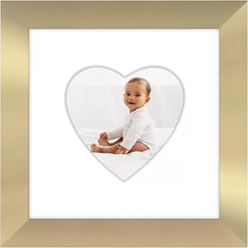 Americanflat 4x4 Picture Frame with Heart Mat Insert and Shatter-Resistant Glass - Signature Collection - Designer Square Frames for Tabletop and Wall Display - 6x6 Picture Frame without Mat - Black