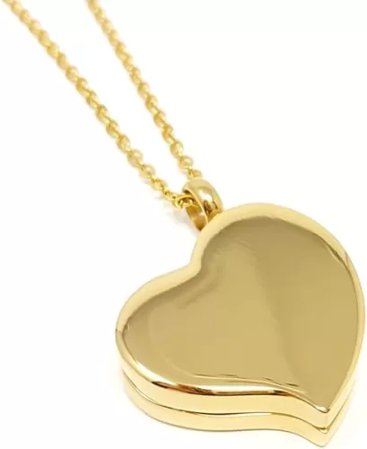 Amour Heart Pill Necklace - Polished Heart Locket with Strong Magnetic Closure - Medication Necklace - Keep Your Medication Securely with You at All Times - 26 Inch Chain