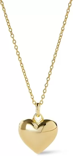 Ana Luisa Lev Puffed Heart Necklace for Women - Paperclip Chain w/ 14K Gold Plated & Silver Rhodium Plated Small Heart Necklace Gold Pendant - Hypoallergenic, Water-Resistant, Tarnish-Free Jewelry