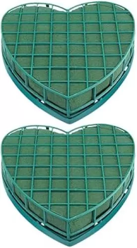 Angoily Wedding Decor 2 Pcs Wet Floral Foam Heart Shaped Foam with Suction Cup Tray Floral Foam Blocks for Wedding Centerpiece Party Decoration DIY Arrangement S Green Heart Decor