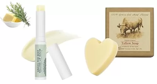 Beef Tallow Lip Balm and Beef Tallow Soap Heart Shape