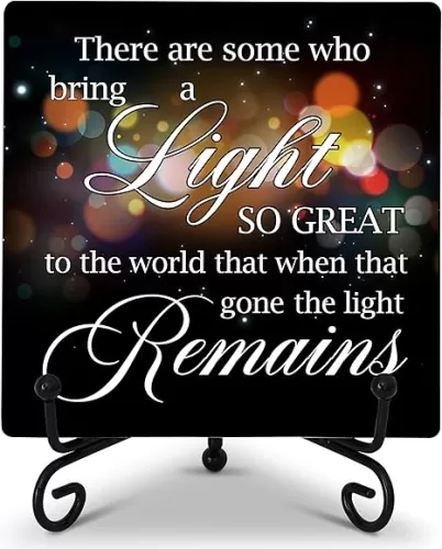Bereavement Sympathy Gifts For Loss Of Loved One, There Are Some Who Bring A Light, Celebration Of Life Decorations, Light Remains Decor, Wooden Memorial Plaque With Iron Stand -44